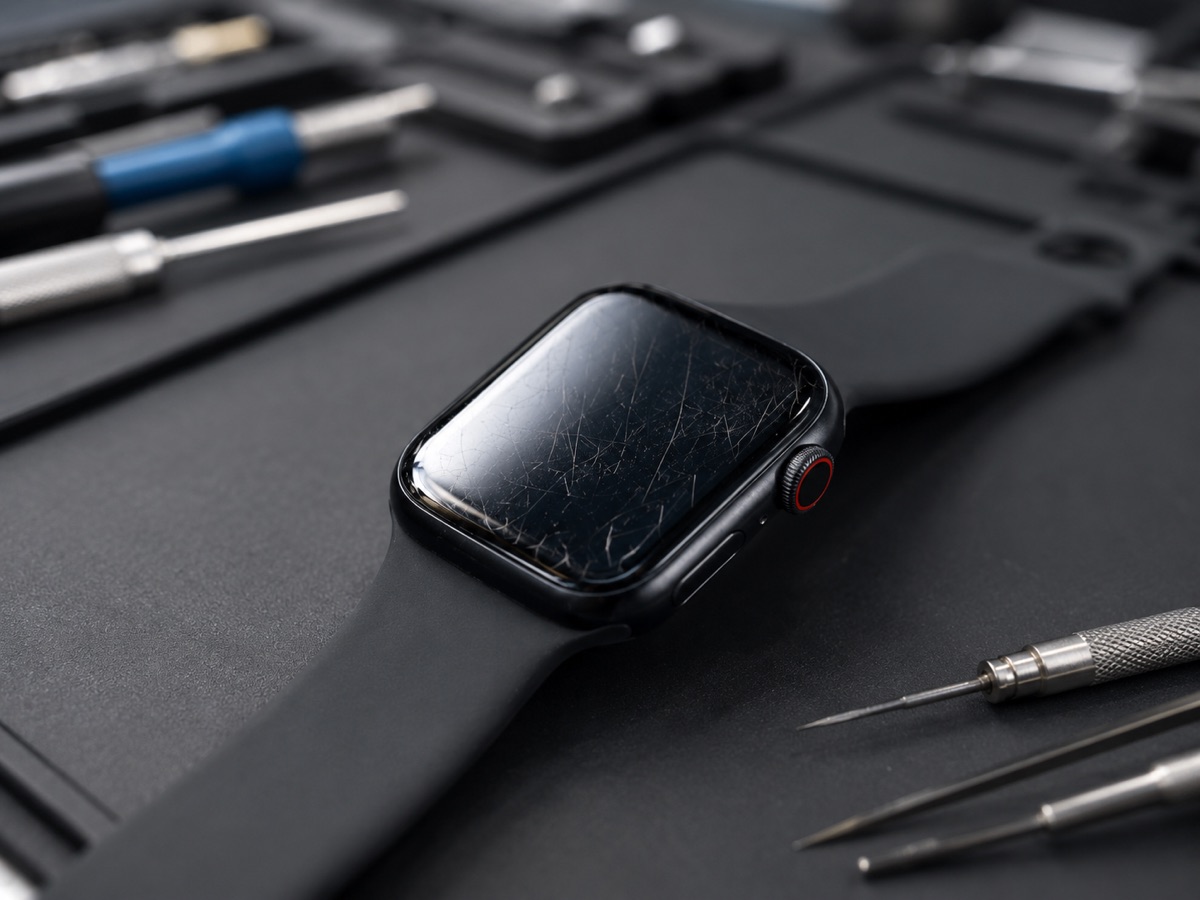 Apple Watch mit Kratzern vor der Reparatur bei Gut&Fix in Darmstadt