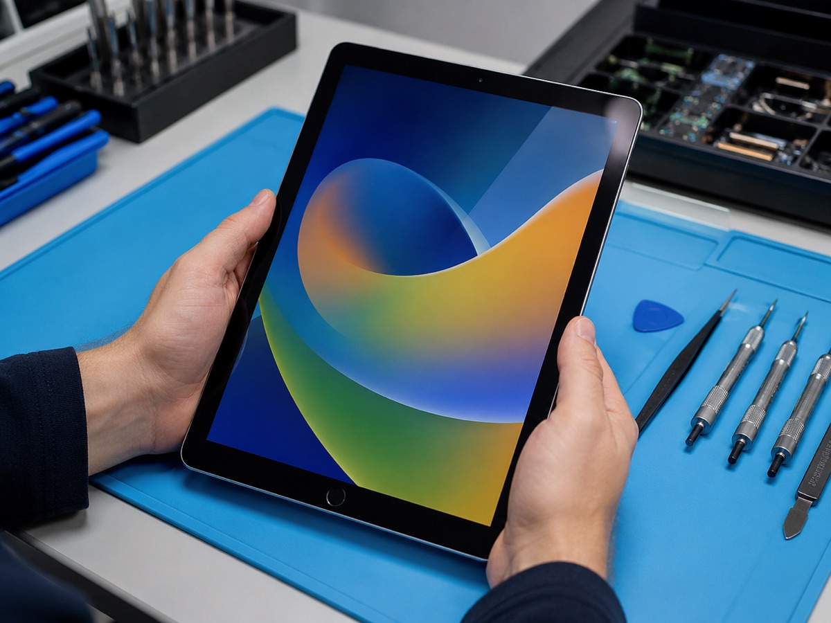 iPad mit intakter Glasoberfläche nach der Reparatur